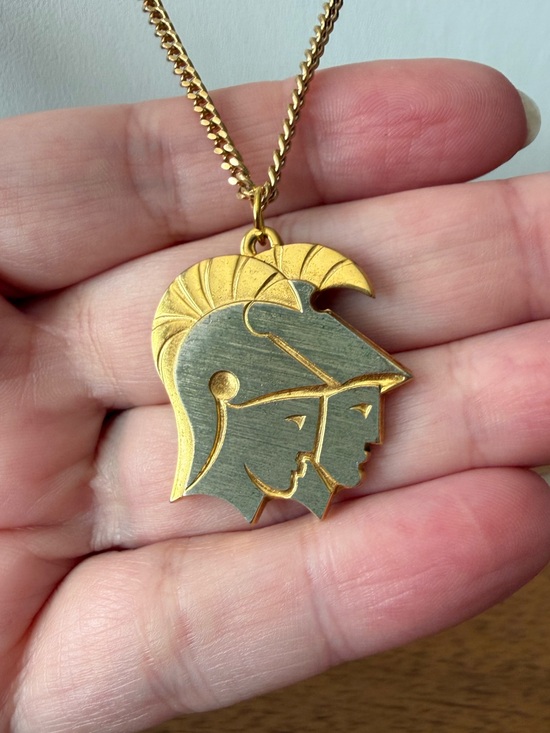 Vintage Jewelry - Vintage Two Tone Gold & Silver Gemini Astrological Horoscope Necklace Pendant